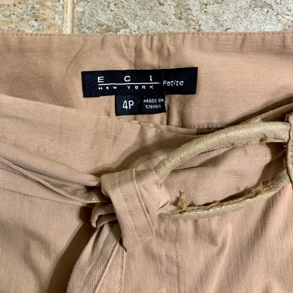 ECI New York Tan Capris Matching Suede Braid Belt - Picture 5 of 13